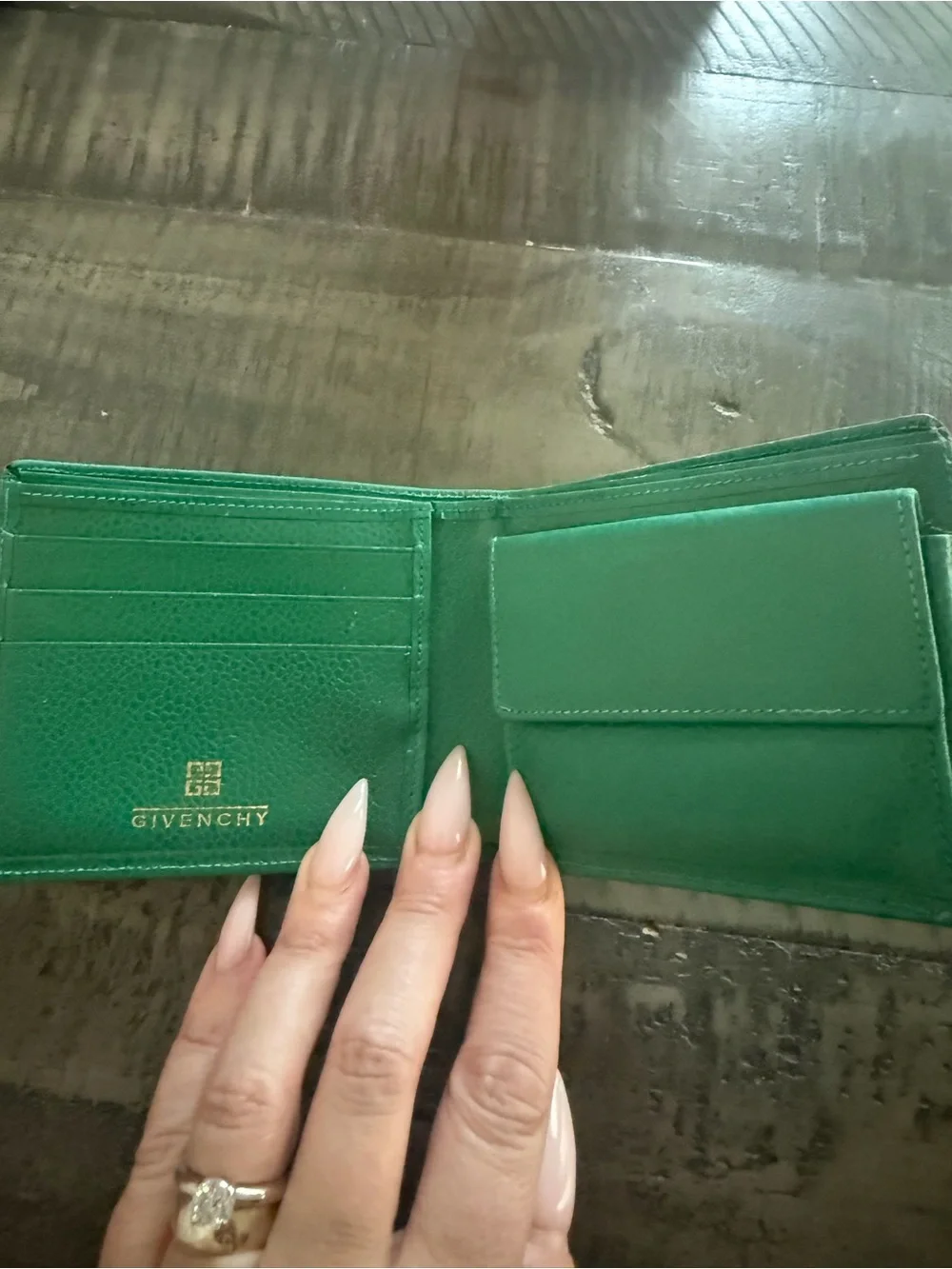 Givenchy Green Leather Wallet with Gold Logo